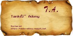 Tankó Adony névjegykártya
